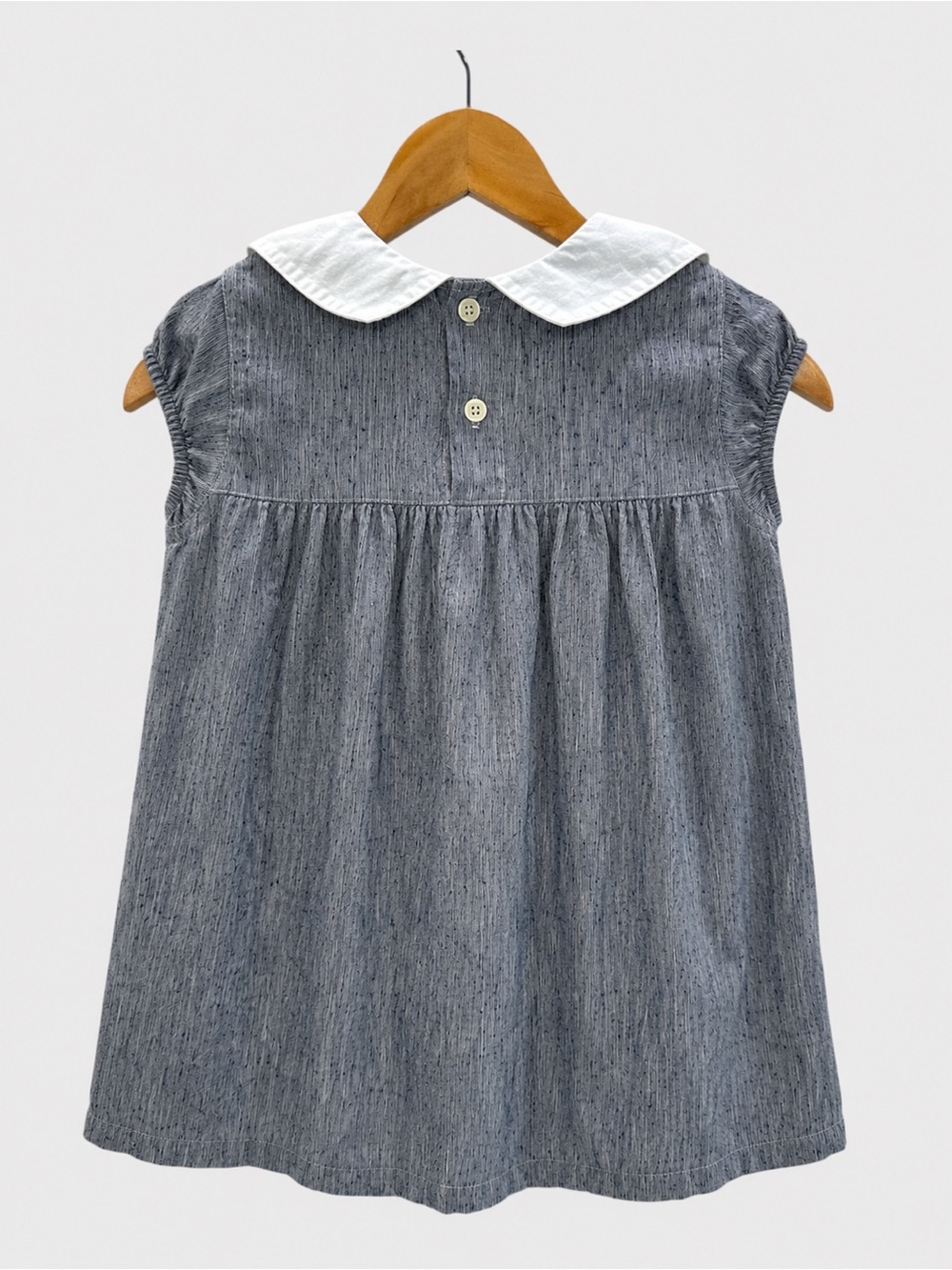 Mabo Linen Cotton Peter Pan Collar Dress Minimalist Prairie Heirloom Cottage 6/7 - Picture 2 of 8